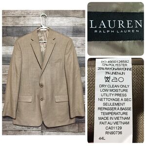 Lauren Ralph Lauren Blazer Jacket Men’s 44L Beige 2 Button